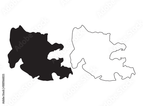 Map of Carabobo, Venezuela, black silhouette and thin line art