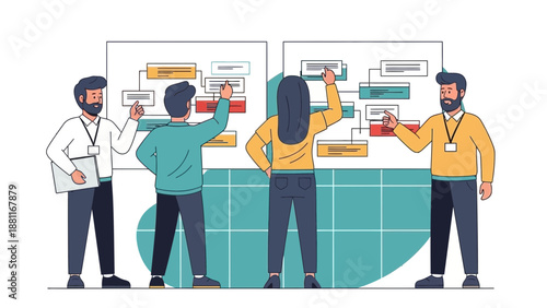 Team Brainstorming Strategy Flowchart Presentation Business Meeting