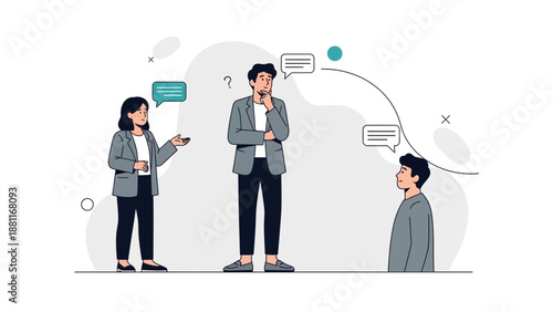 Teamwork and Communication: Business People Discussing Ideas