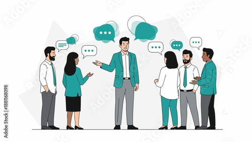 Teamwork and Communication in Business Meeting, Discussion and Ideas