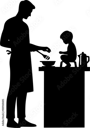Father Cooking with Child at ...