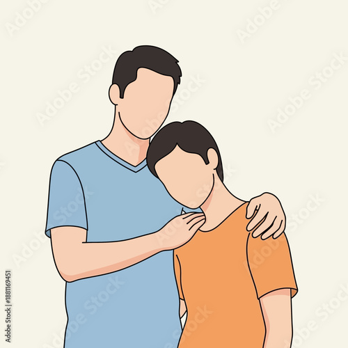 Man comforting another person, empathy and support concept