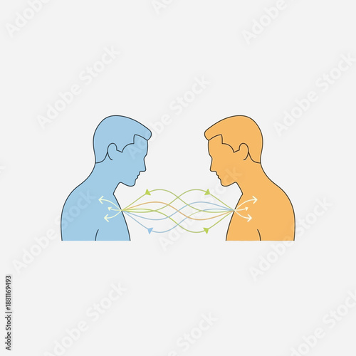 Two people communicating, exchange of ideas, connection, empathy, understanding