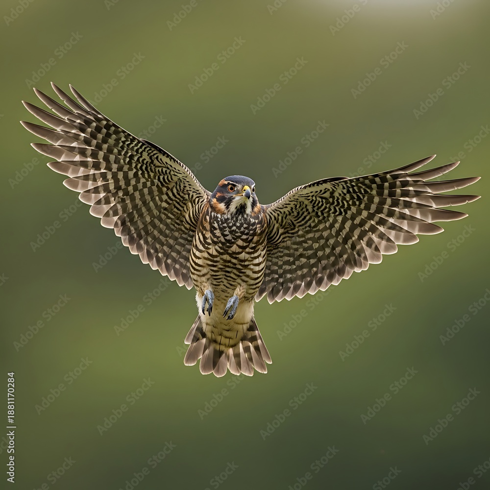 Fototapeta premium Hawk Owl in Flight - A Striking Display of Avian Agility.