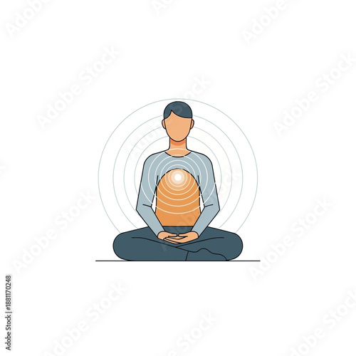 Man meditating, inner peace, calm mind, energy flow, lotus pose