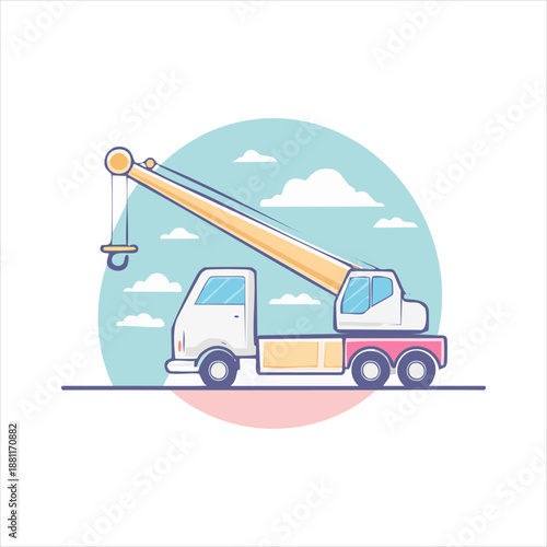 Crane Truck Illustration Featuring a29.eps Concept with Heavy Machinery in Industrial Setting
