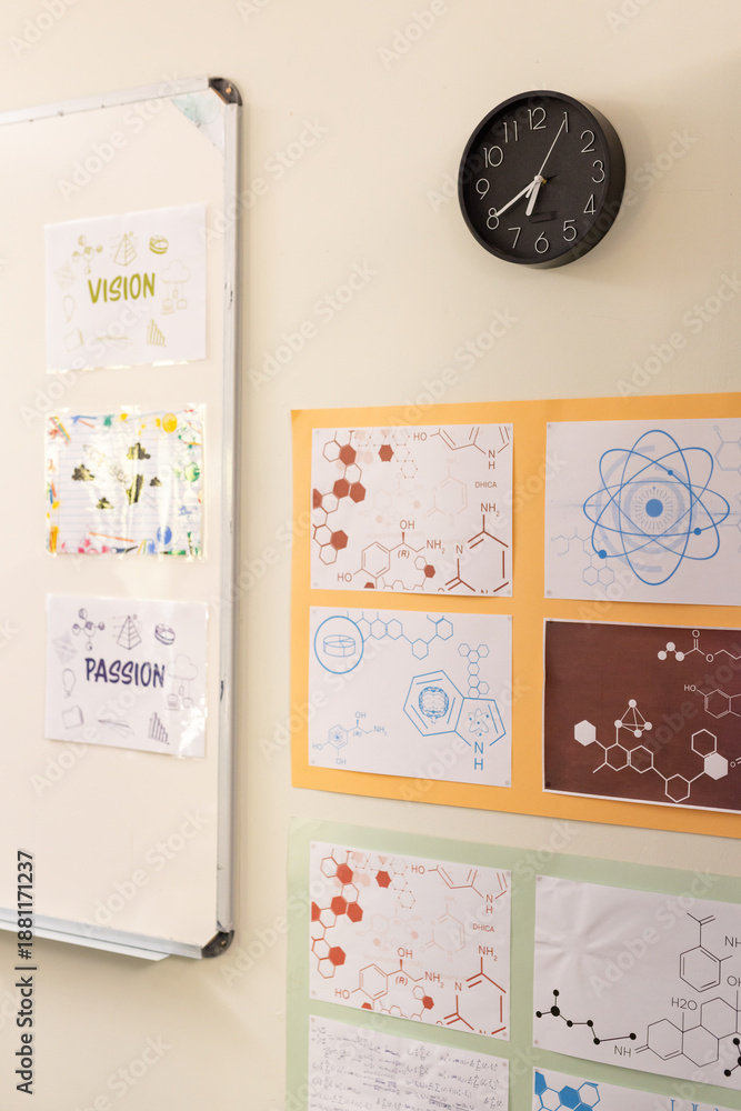 © Wavebreak Media - Whiteboard showing VISION and PASSION while lab posters showing chem diagrams and clock ticking © Wavebreak Media - Whiteboard showing VISION and PASSION while lab posters showing chem diagrams and clock ticking