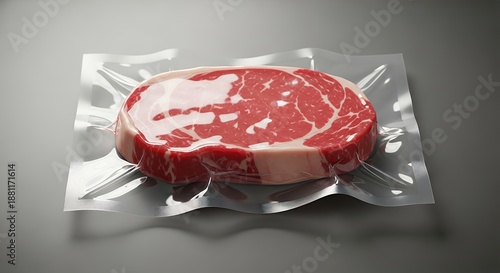 Fresh Raw Ribeye Steak Vacuum Sealed for Preservation.