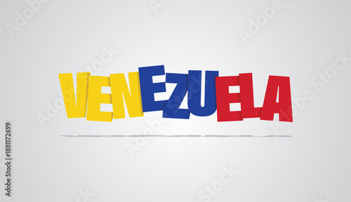 Creative typography design featuring Venezuela country name with national flag colors for patriotic celebration event