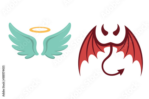 Angel and Devil Symbols Illustration