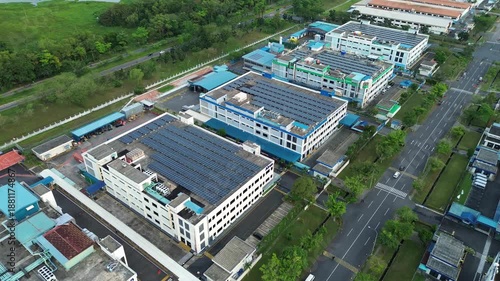 Sustainable industrial area with comprehensive aerial surveys showcasing modern factories