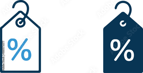 discount sale badge illustration with percent symbol and hanger