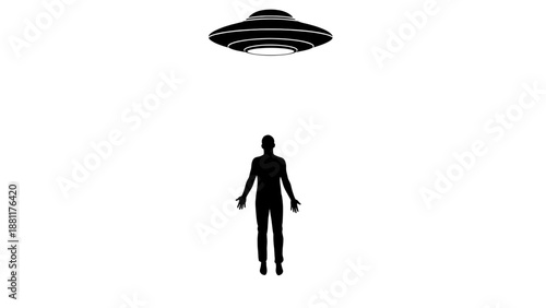 A Silhouette of a Person Facing a UFO