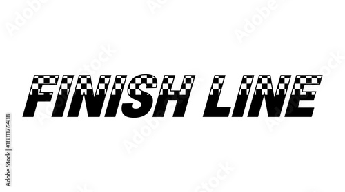 Finish line text logo graphic. A dynamic visual representation of the finish line, capturing the essence of competition, perseverance, and accomplishment. 