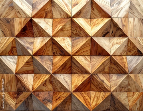 Natural wood-textured shapes forming a harmonic geometric pattern