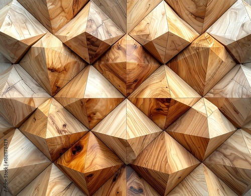Natural wood-textured shapes forming a harmonic geometric pattern