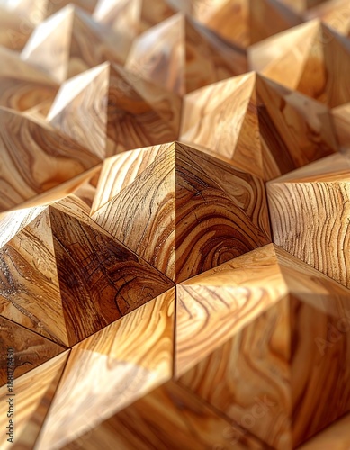 Natural wood-textured shapes forming a harmonic geometric pattern