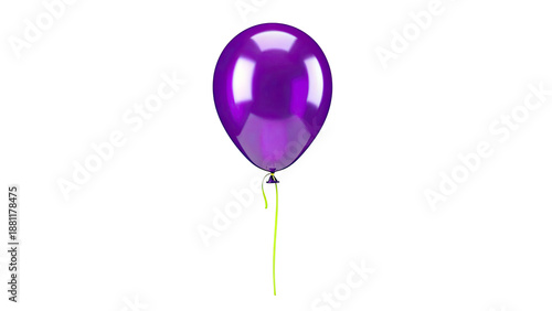 Single Shiny Purple Balloon with Yellow Ribbon