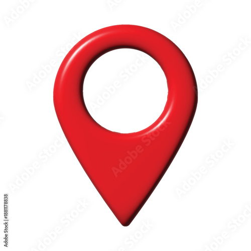 Glossy 3D red map pointer vector. Realistic location pin icon isolated on white. GPS navigation symbol for travel destination, address marker, route tracking, city spot, zone point and position place.