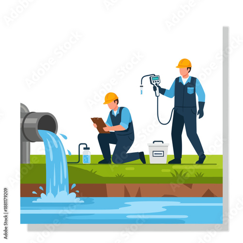 Water Quality Inspectors Sampling Pollution.