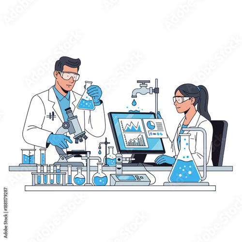 Scientists Conducting Laboratory Experiment Together.