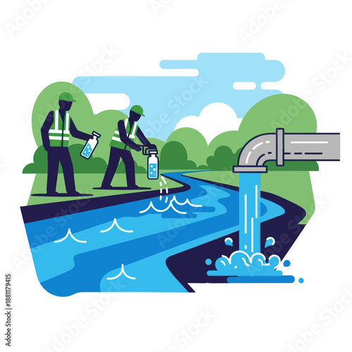 Industrial Waste Pollution in Waterway.