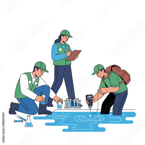 Engineers Conducting Environmental Survey on Wetland.