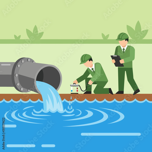 Industrial Pipe Pollution Water Contamination Scene.