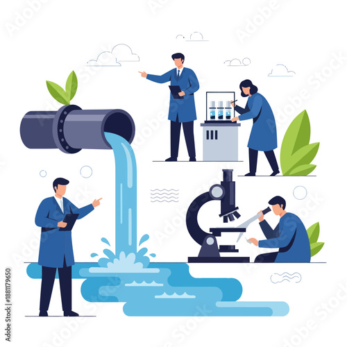 Scientists Analyzing Water Samples in Laboratory.