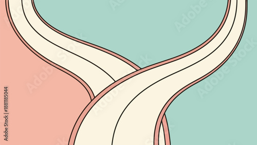 Abstract symmetrical design of a biological structure with pink and blue halves