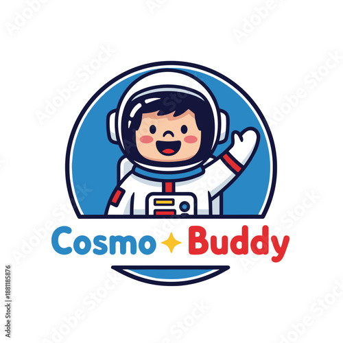 Cartoon Astronaut Character in White Spacesuit.