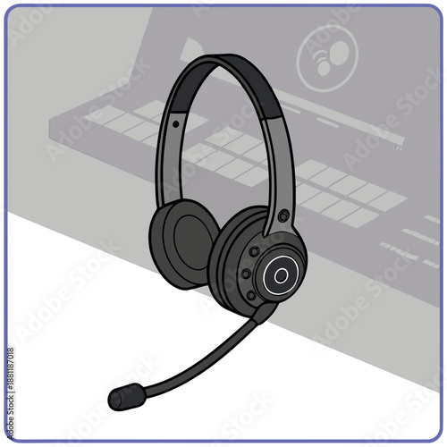 Dark communication headset with microphone
