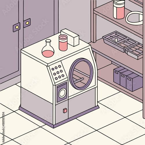 Laboratory Autoclave Equipment with Supplies and Shelving