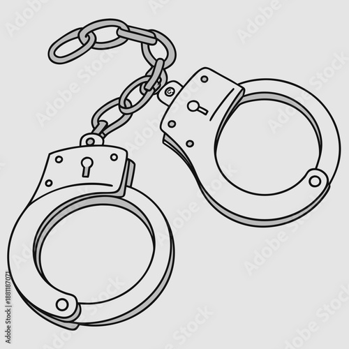 Pair of Metal Handcuffs with Chain