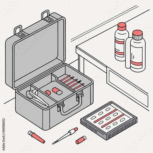 Sophisticated forensic evidence collection kit organized for analysis