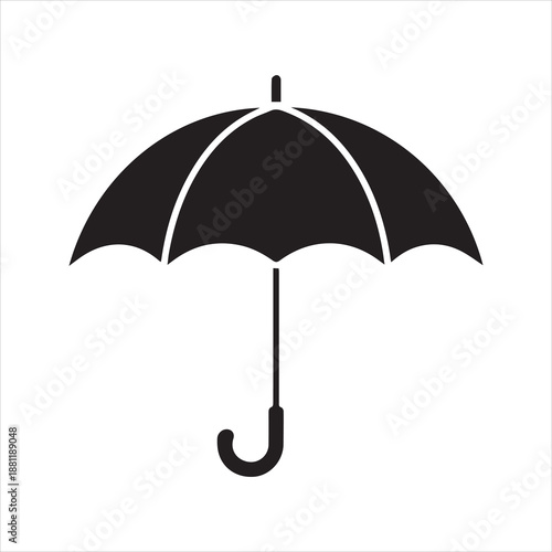 Umbrella Silhouette Icon – Minimal Black Weather Protection Vector