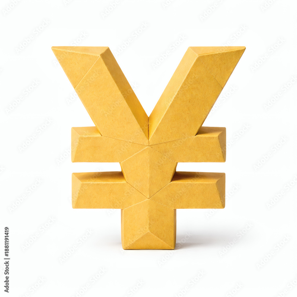 Obraz premium Japanese Yen Symbol: a meticulously crafted paper origami symbol stands as a minimalist representation of wealth, investment and trade.