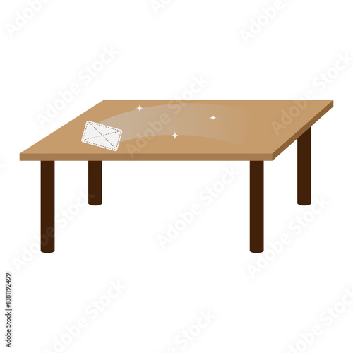 雑巾でテーブルを拭いているイラスト