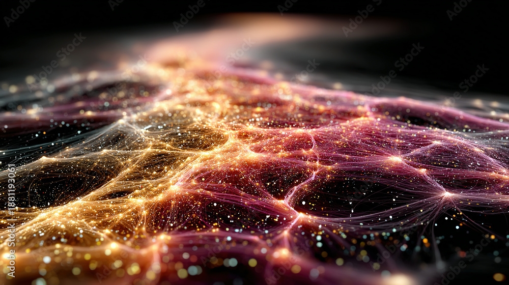 custom made wallpaper toronto digitalA digital visualization of interconnected glowing lines and nodes in space.