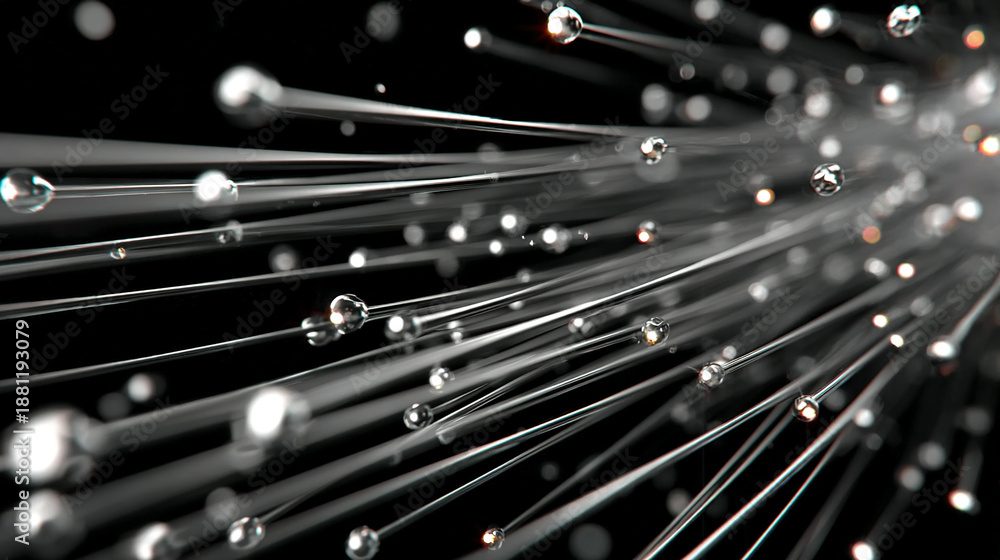 custom made wallpaper toronto digitalClose-up of numerous thin, illuminated fiber optic strands with small light particles.