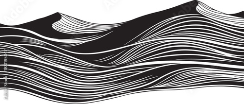 Black and white wavy lines abstract background design element