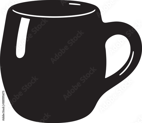 Simple black coffee mug on white background illustration design
