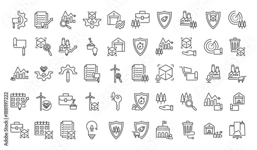 Icon pack of Product Lifecycle Management outline vector style for industry professional modern efficient creative minimal strategy management productivity innovation teamwork branding design