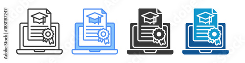 Digital Certificate Icon Set Multiple Style Collection