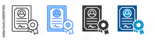 Certificate Icon Set Multiple Style Collection