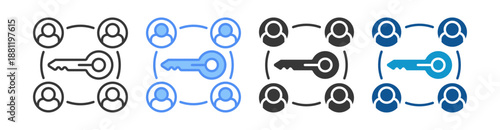 Public Key Icon Set Multiple Style Collection