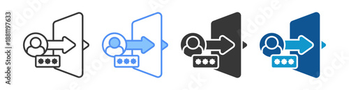 Login Session Icon Set Multiple Style Collection