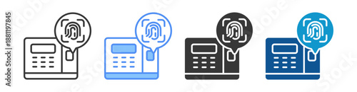 Fingerprint Scanner Icon Set Multiple Style Collection