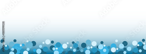 Abstract Blue Bubbles and Circles Border on Gradient Transparent Background