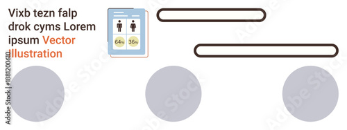 Data analysis, gender statistics, infographic design, research reports, presentation tools, demographic study. Visual of chart gender statistics and placeholders. Data analysis and gender statistics